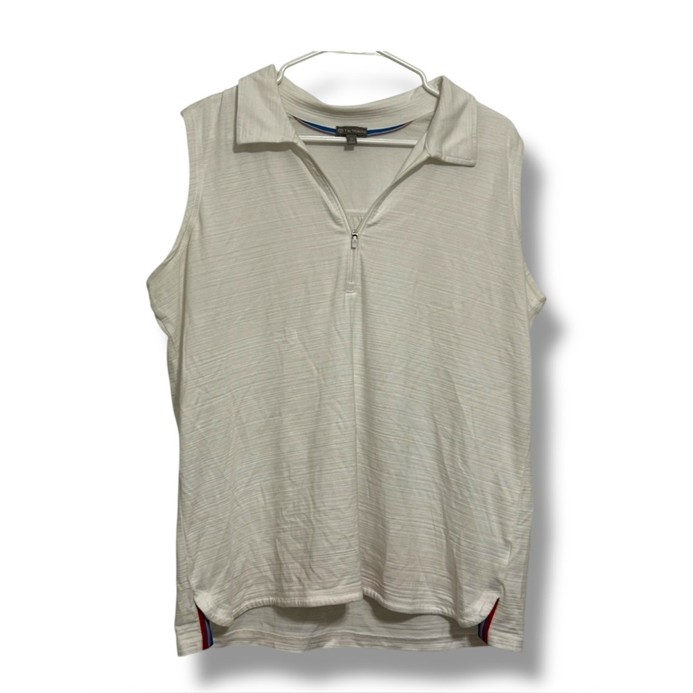 T by Talbots White Sleeveless Quarter Zip Golf Polo Top - Size 1X